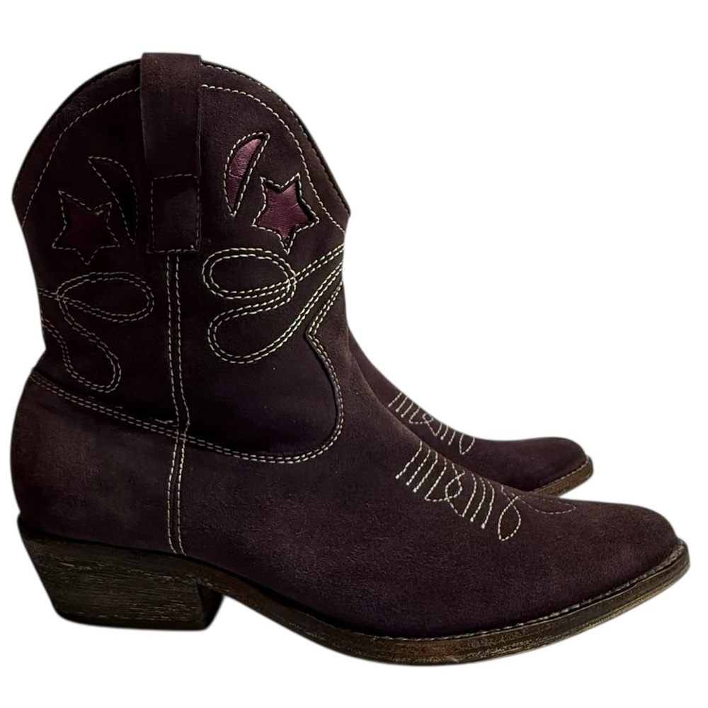 ZIGI New York Purple Suede Moon & Star Cowboy Booties Sz 8.5